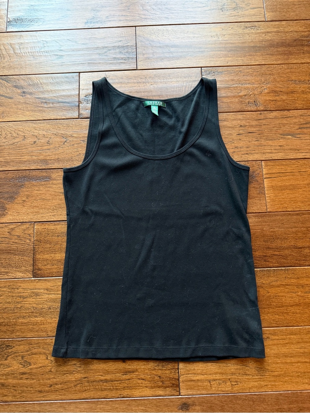 Ralph Lauren Women's Black Ribbed Scoop Tank